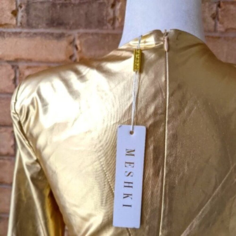 Meshki gold "Hazel" long sleeve metallic bodycon mini dress - Picture 4 of 6